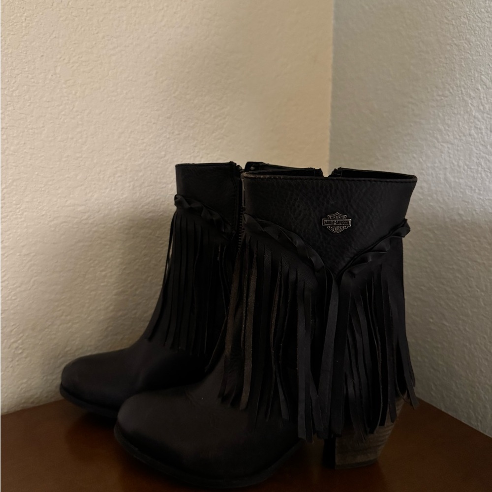 Harley-Davidson Women's Retta Black Fringe Ankle Boots